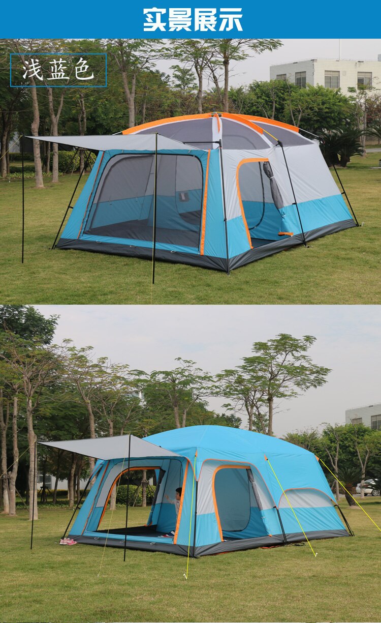 Cheap Goat Tents 4Colors Ultralarge 6 10 12 Double Layer Outdoor 2living Rooms and 1hall Family Camping Tent In Top Quality Large Space Tent   